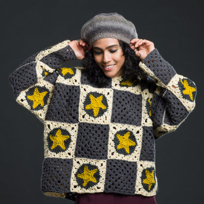 Red Heart Crochet Star Studded Hoodie Red Heart Crochet Star Studded Hoodie