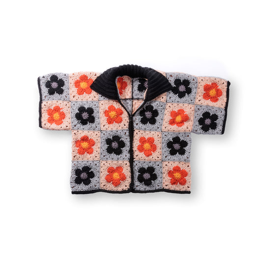 Crochet Blooming Grannies Cardigan made using Red Heart yarn