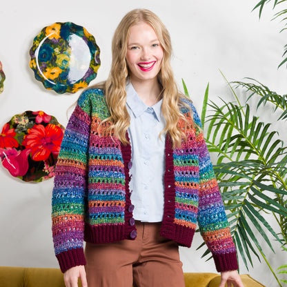Red Heart Crochet Airy Stripes Cardigan Crochet Airy Stripes Cardigan made using Red Heart yarn