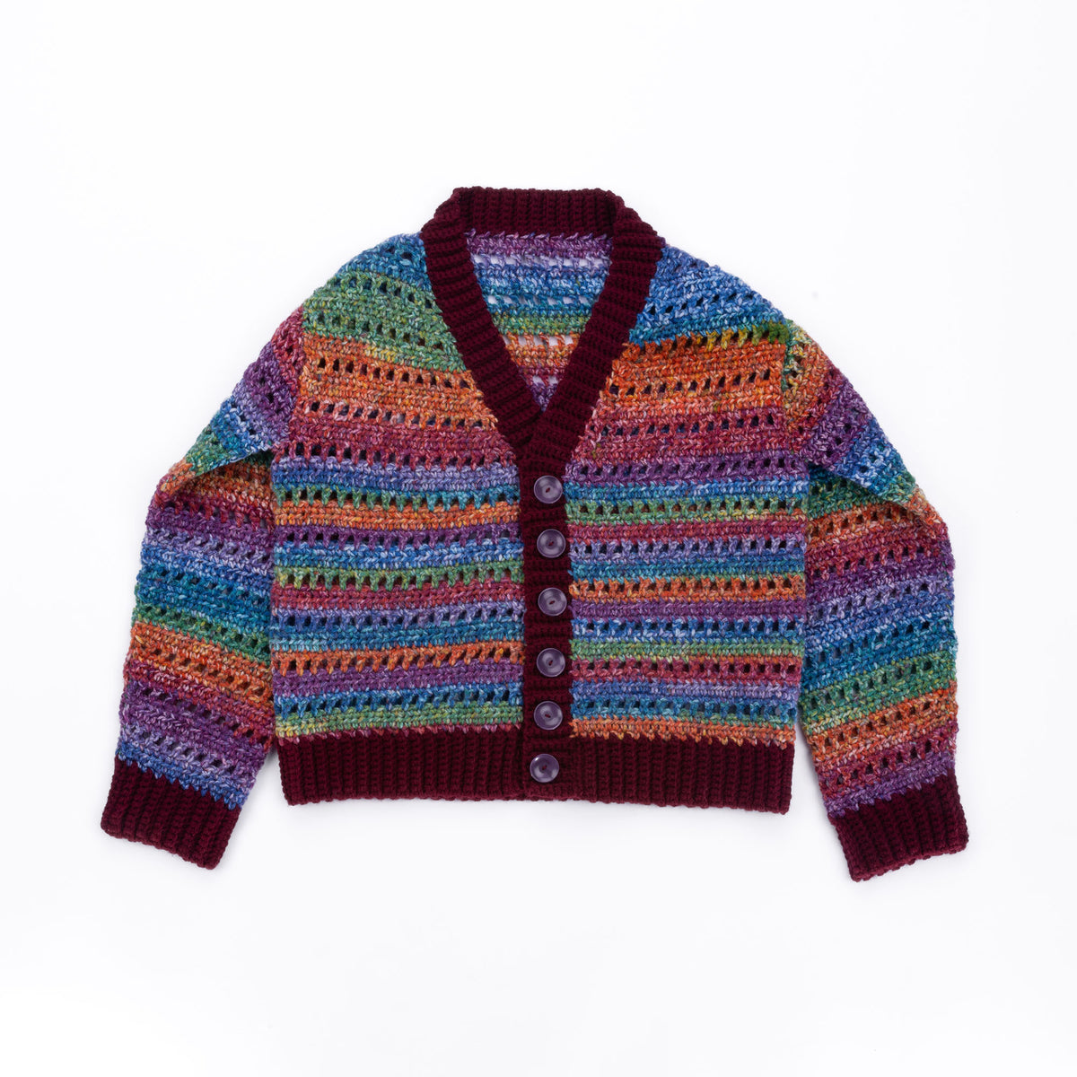 Crochet Airy Stripes Cardigan made using Red Heart yarn