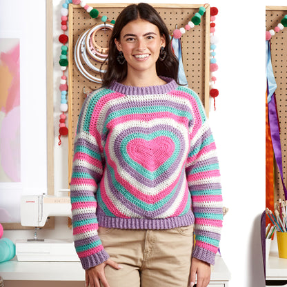 Red Heart Beaming Heart Crochet Pullover All Variants