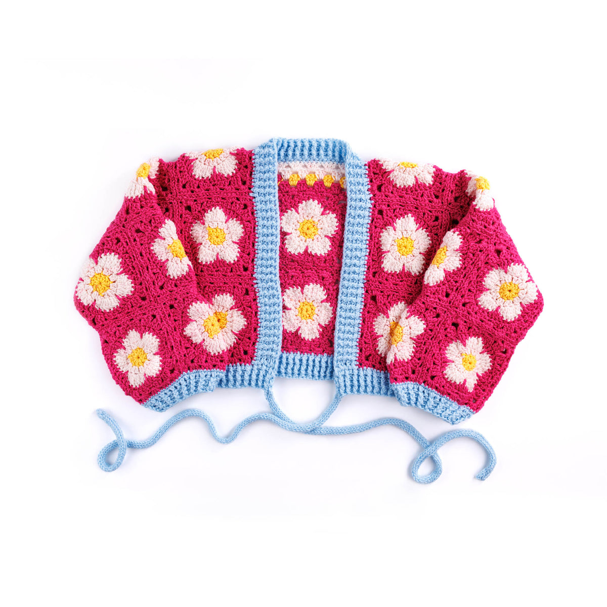 Crochet Perfect Posy Wrap Cardigan made using Red Heart yarn