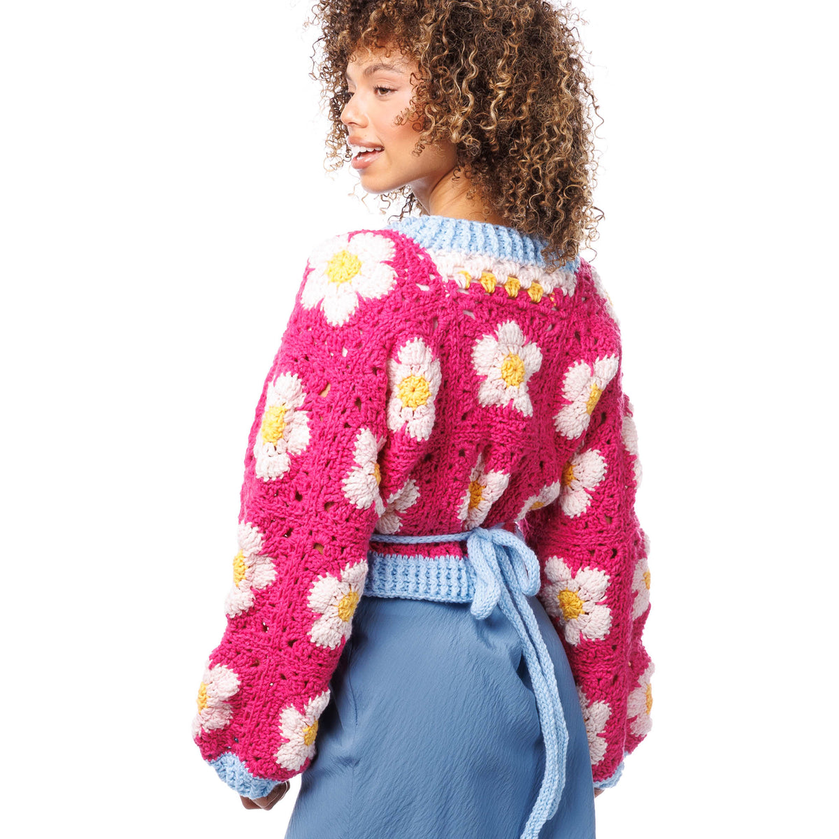Crochet Perfect Posy Wrap Cardigan made using Red Heart yarn