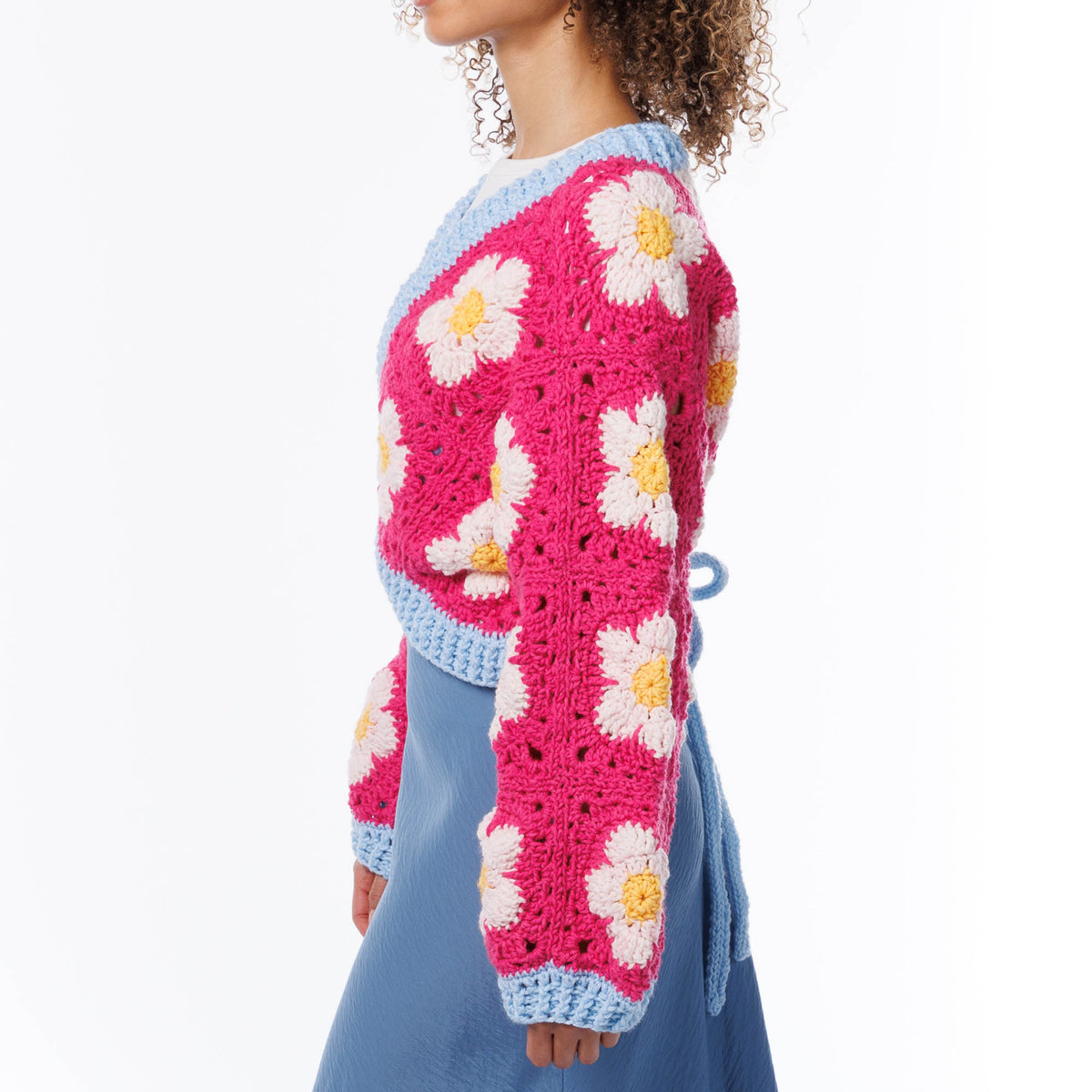 Crochet Perfect Posy Wrap Cardigan made using Red Heart yarn