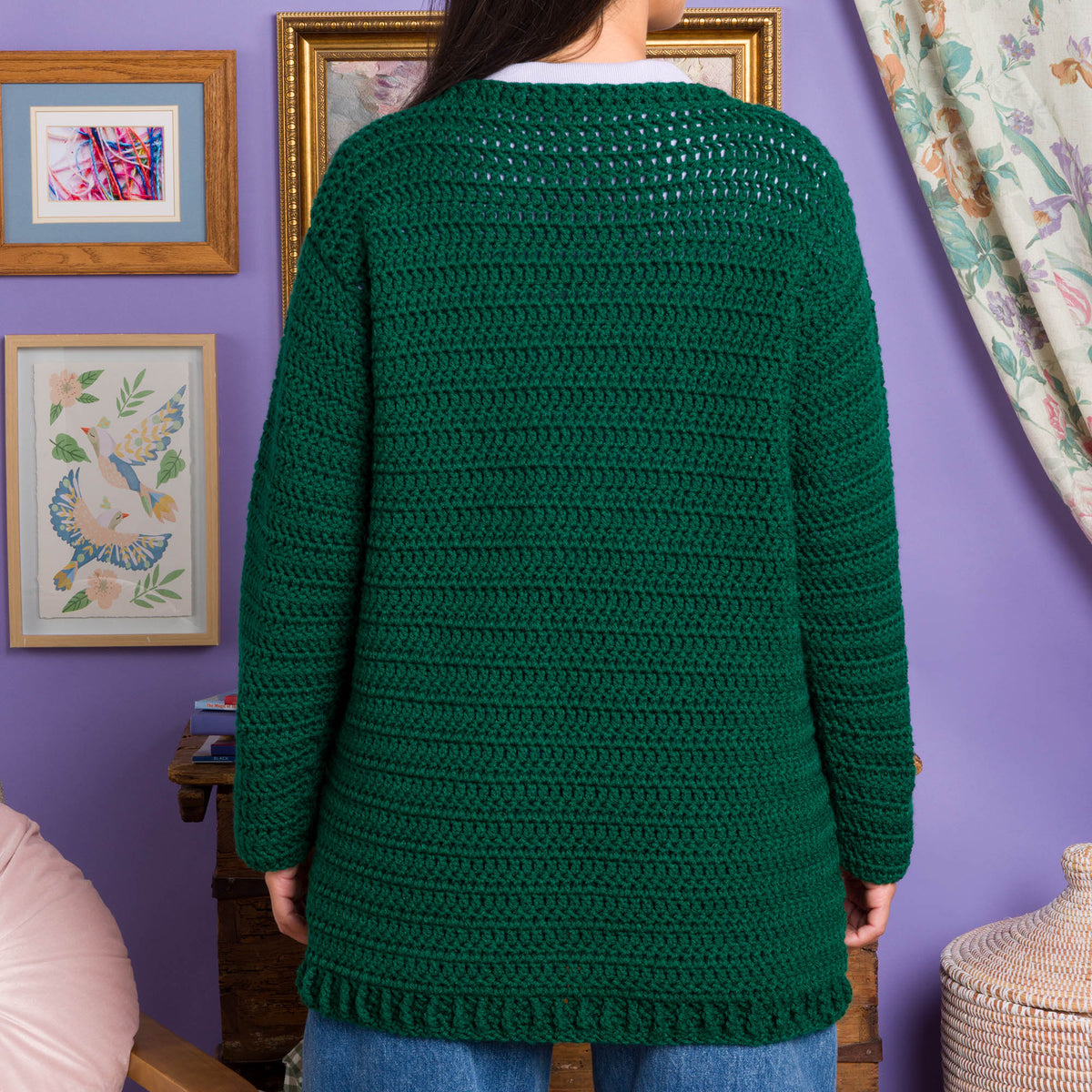 Crochet Snuggle Sweater made using Red Heart yarn