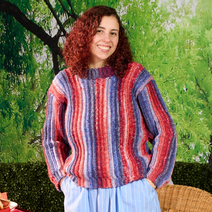 Red Heart Sizzling Stripes Crochet Pullover Sizzling Stripes Crochet Pullover made using Red Heart yarn