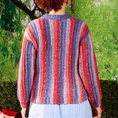Red Heart Sizzling Stripes Crochet Pullover Sizzling Stripes Crochet Pullover made using Red Heart yarn