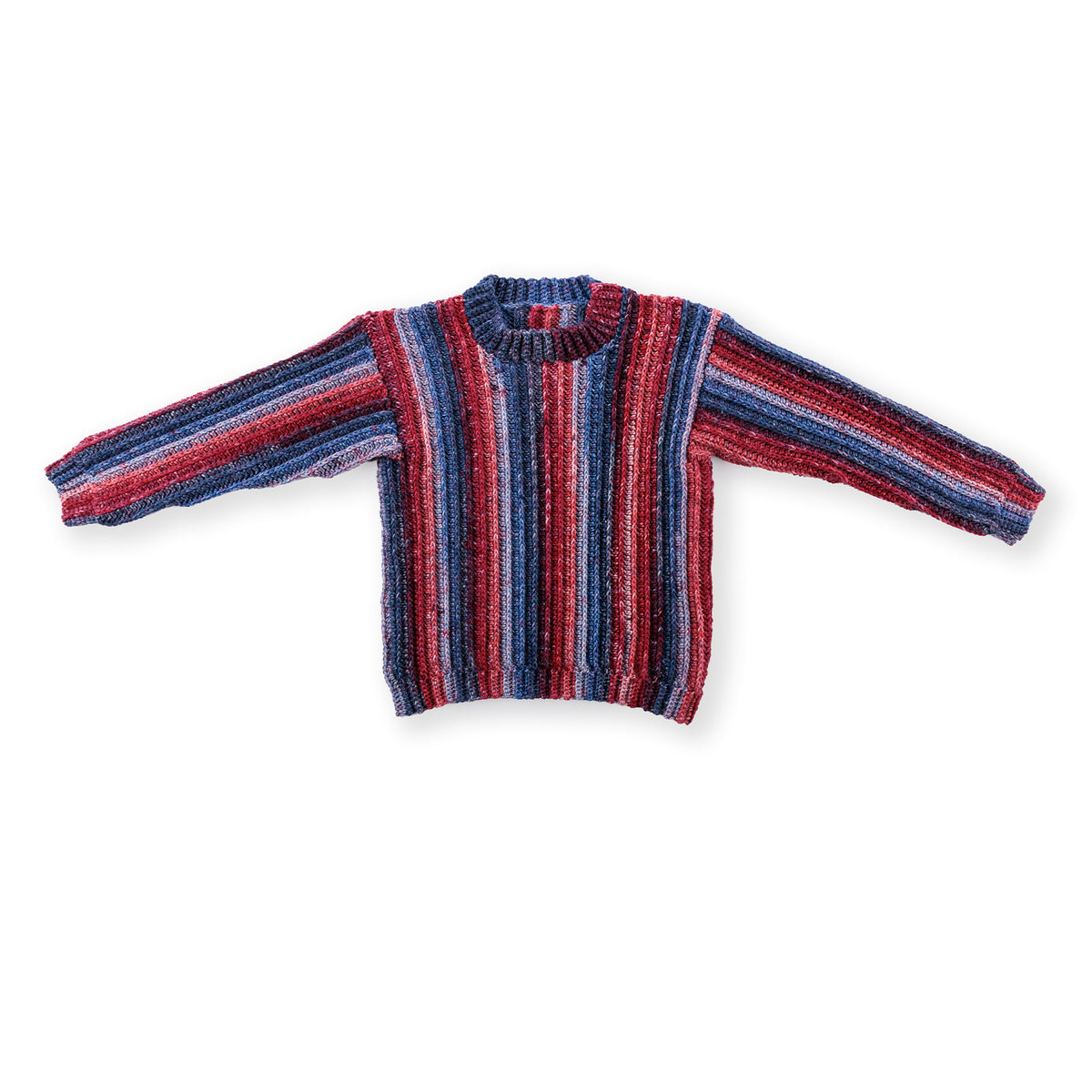 Sizzling Stripes Crochet Pullover made using Red Heart yarn