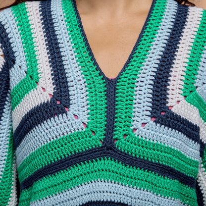 Red Heart Striped Crochet Tunic Striped Crochet Tunic made using Red Heart yarn in a styled lifestyle setting