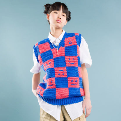 Red Heart Crochet Checkerboard Mood Sweater Vest Crochet Checkerboard Mood Sweater Vest made using Red Heart yarn