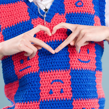 Red Heart Crochet Checkerboard Mood Sweater Vest Crochet Checkerboard Mood Sweater Vest made using Red Heart yarn
