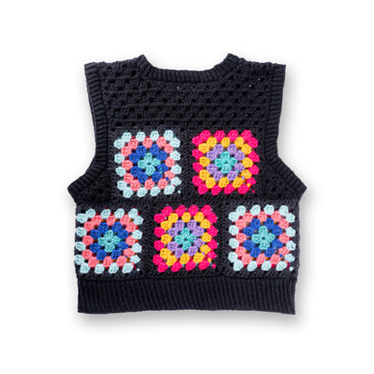 Red Heart Crochet Granny Vest With Knit Details Version 1