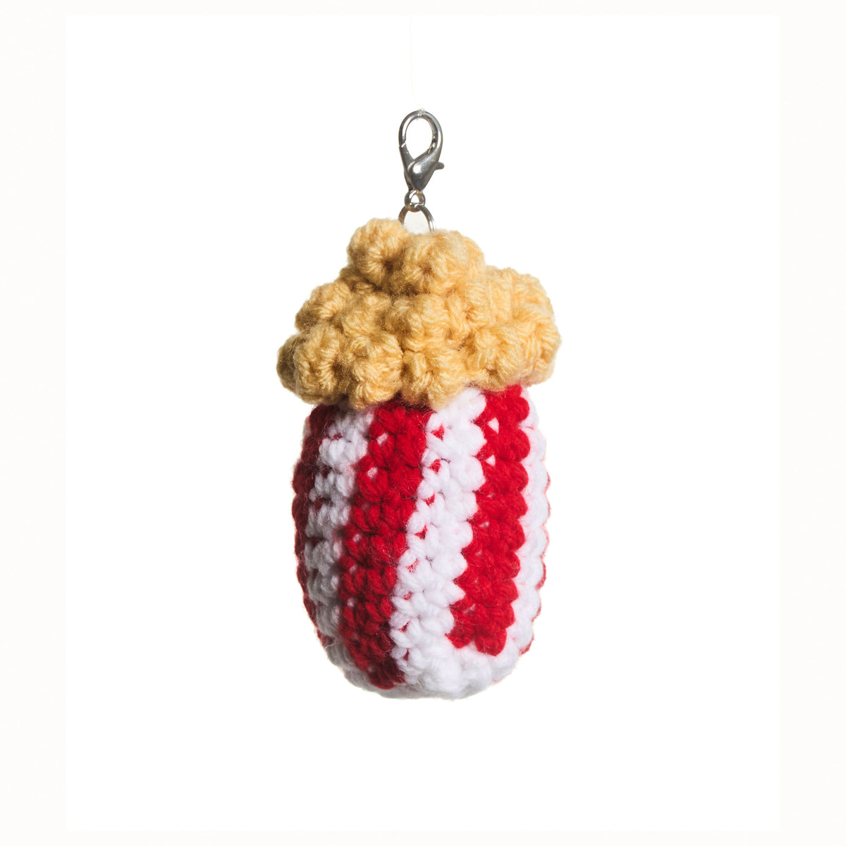 Going To The Movies Crochet Bag Charm made using Red Heart yarn