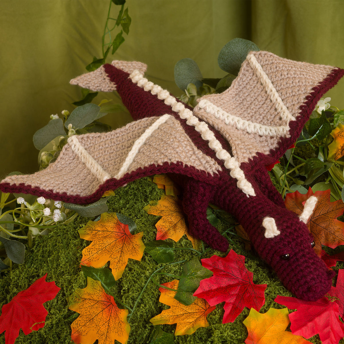 I Am Fire Crochet Dragon Amigurumi made using Red Heart yarn