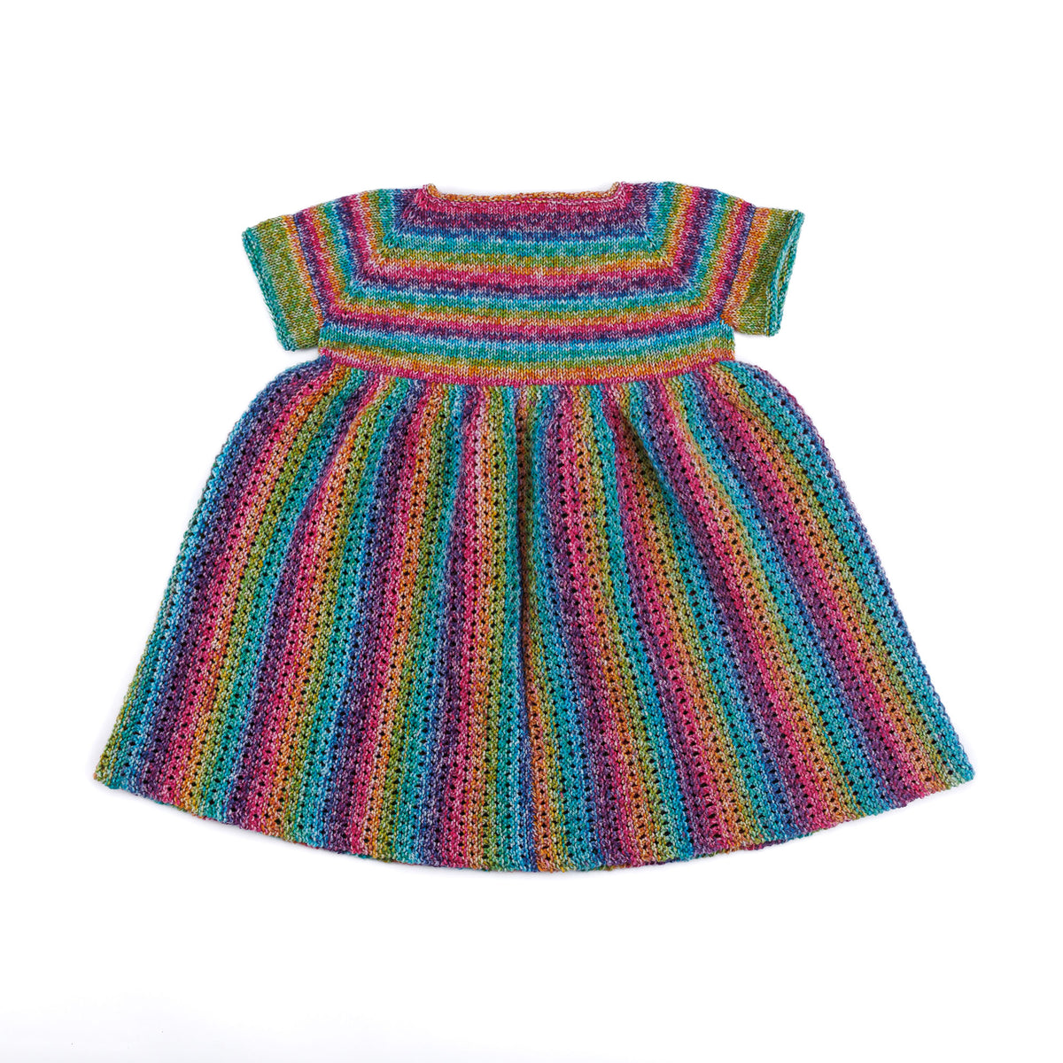 Bitty Stripes Baby Doll Knit Tunic made using Red Heart yarn