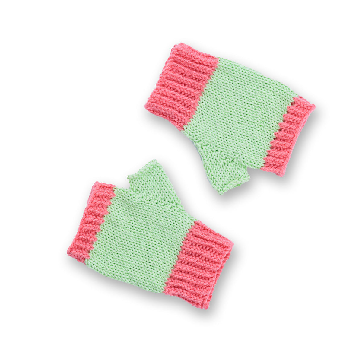 Radiant Ribbed Knit Fingerless Mittens made using Red Heart yarn