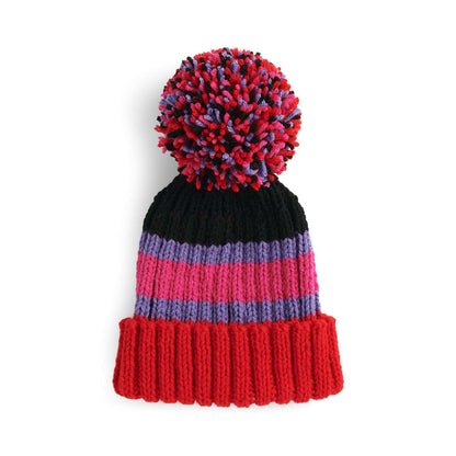 Red Heart 50G Knit Bright Stripe Beanie Knit Beanie made in Red Heart Super Saver Kits Yarn