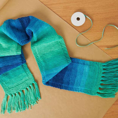 Red Heart Easy Stripes Knit Scarf Knit Scarf made in Red Heart Super Saver Yarn