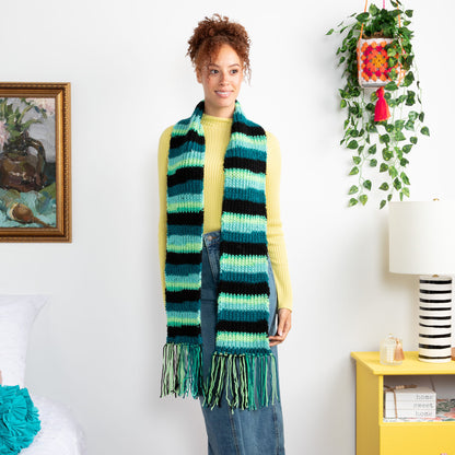 Red Heart Striped As You Go Shaker Knit Scarf Knit Scarf made in Red Heart All in One Granny Square Yarn