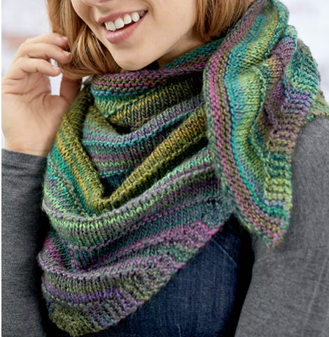 Knit Sensational Short-Row Shawl made using Red Heart yarn