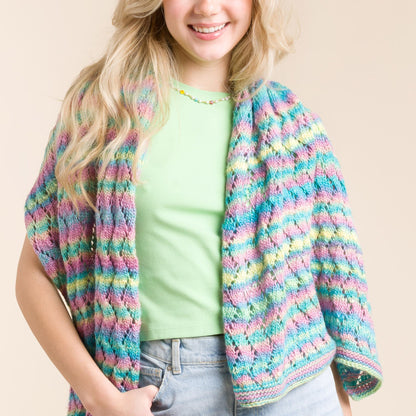 Red Heart Knit Lacy Waves Wrap Knit Wrap made in Red Heart Yarn
