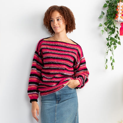 Red Heart Easy Stripes Knit Sweater Knit Sweater made in Red Heart All in One Granny Square Yarn
