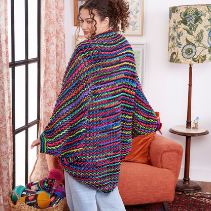 Red Heart Spectrum Striped Snuggle Knit Cocoon Cardi Knit Cardigan made in Red Heart Super Saver Stripes Yarn