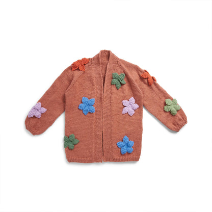 Red Heart Slouchy Knit Cardigan with Crochet Flowers Knit Cardigan made in Red Heart Yarn
