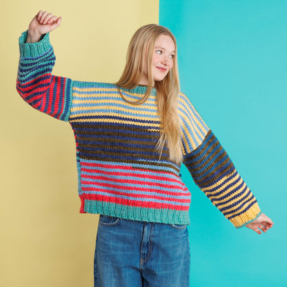 Red Heart Stripes for Beginner Knit Pullover Stripes For Beginner Knit Pullover made using Red Heart yarn