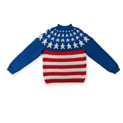 Red Heart Years of History Knit United Pullover Years Of History Knit United Pullover made using Red Heart yarn on a white background