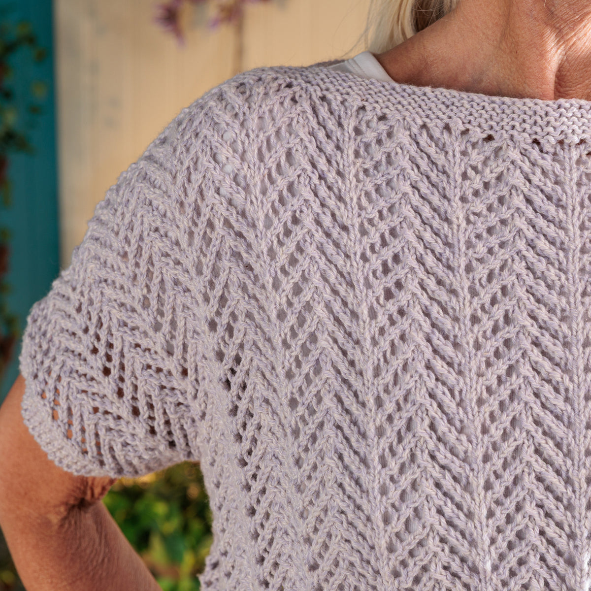 Chevron Lace Knit Top made using Red Heart yarn