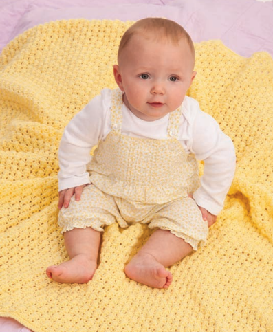 Lacy Knit Baby Blanket made using Red Heart yarn