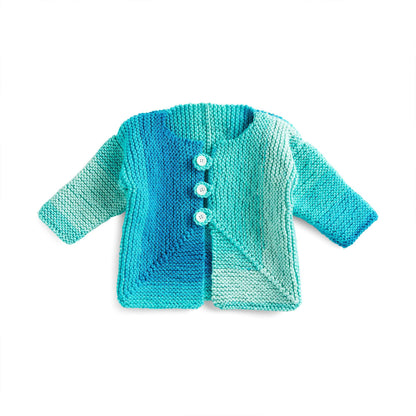 Red Heart Mitered Knit Baby Jacket Knit  made in Red Heart Super Saver Ombre yarn