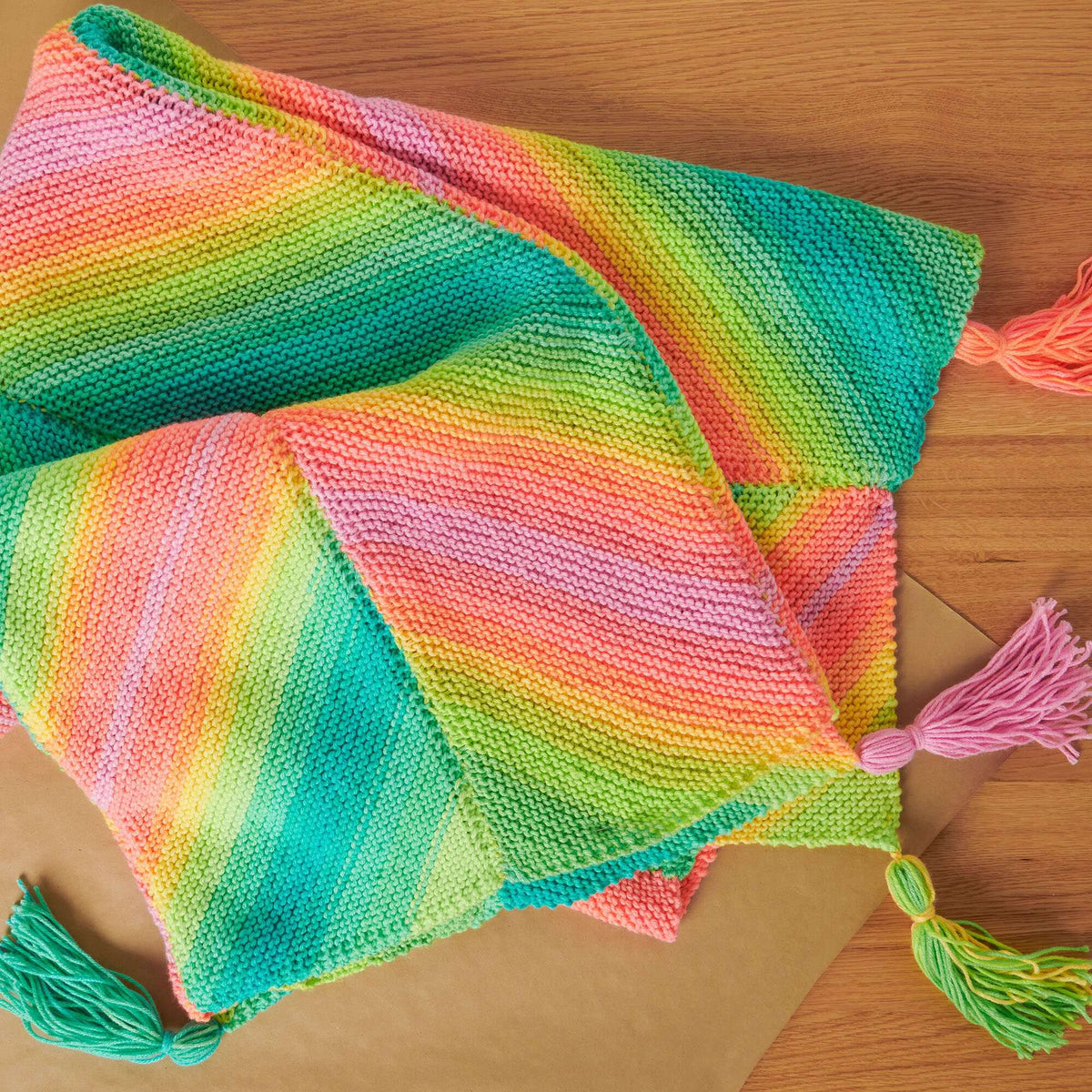 Knit  made in Red Heart Super Saver Stripes yarn