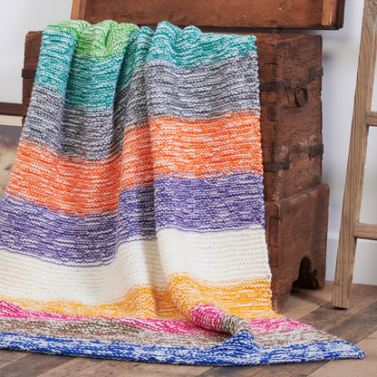 Red Heart Big Stripes Beginner Knit Blanket Knit Blanket made in Red Heart Super Saver Jumbo Yarn