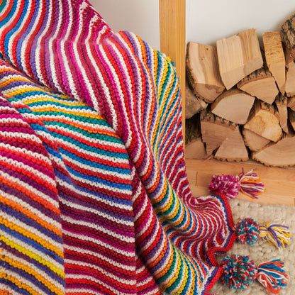 Red Heart Color Cascade Bias Knit Panel Blanket Knit Blanket made in Red Heart Super Saver Yarn
