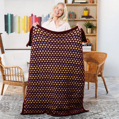 Red Heart Honeycomb Windows Knit Blanket Red Heart Honeycomb Windows Knit Blanket