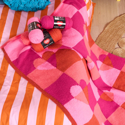 Red Heart Modern Twist Heart Blanket Modern Twist Heart Blanket made using Red Heart yarn