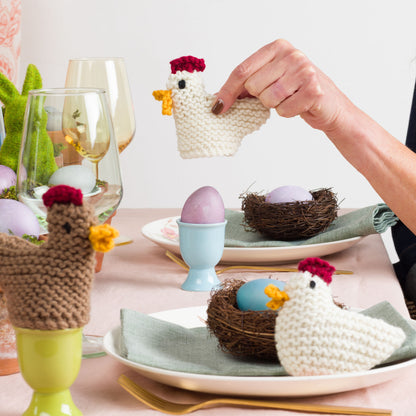 Red Heart Knit Chicken Toy and Egg Cozy All Variants