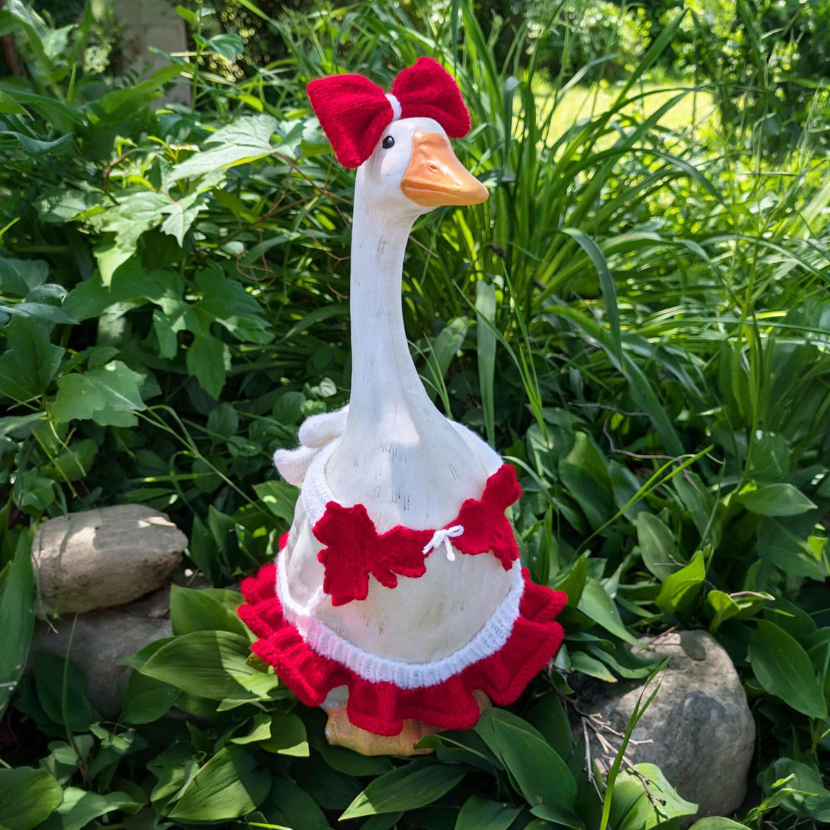 Knit Porch Goose Maple Leaf Bikini made using Red Heart yarn in a styled lifestyle setting