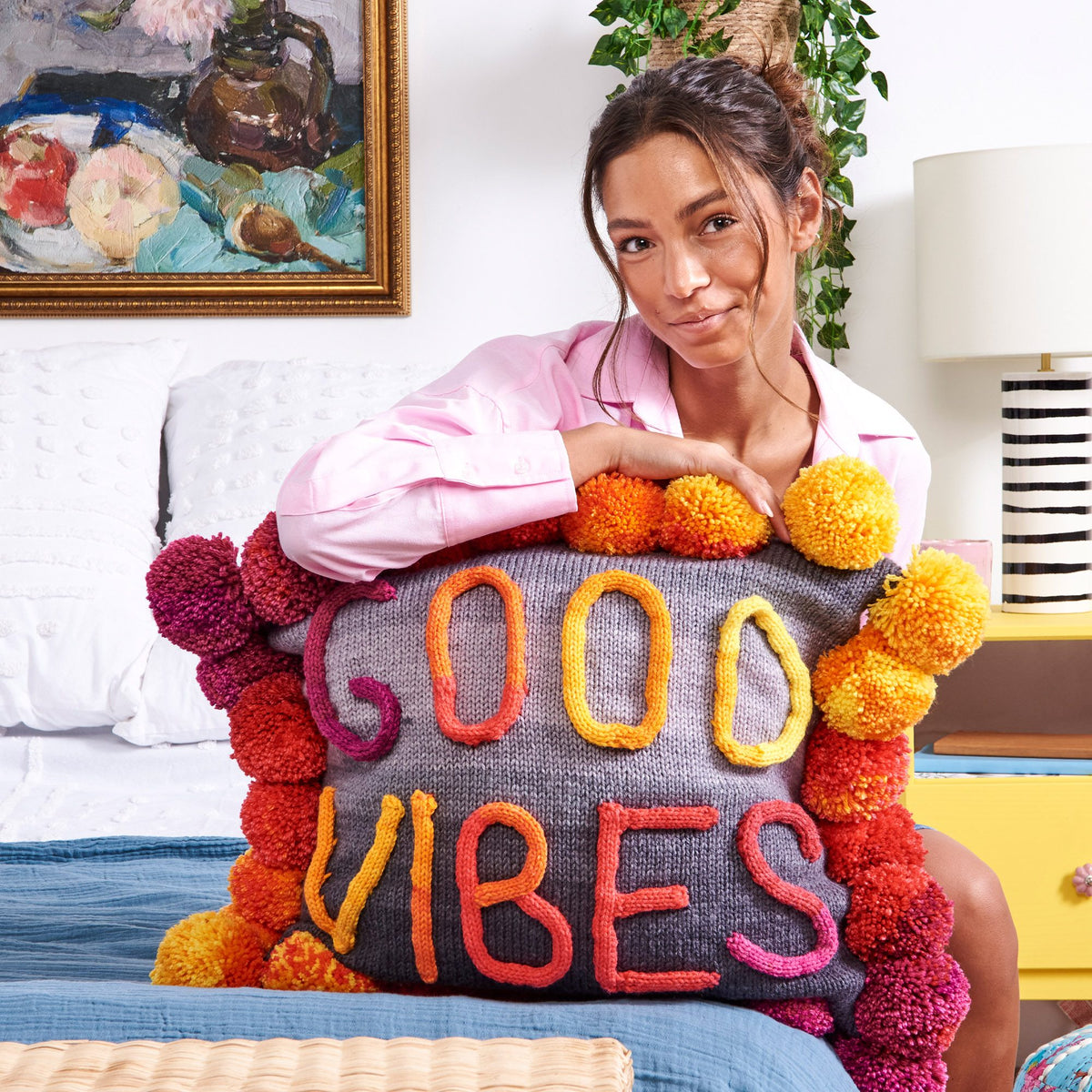 Knit Pillow made in Red Heart Yarn