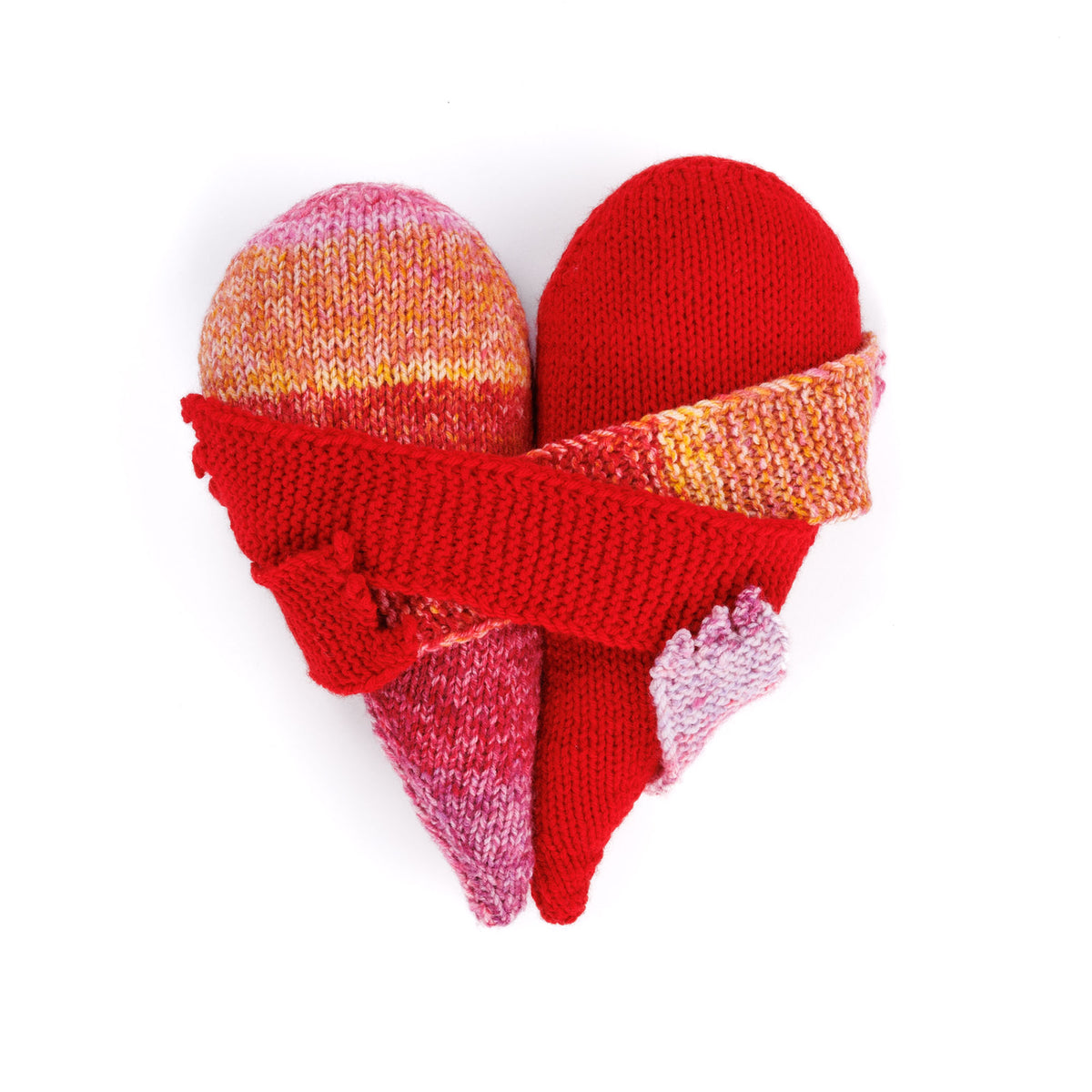 Knit Pillow Pal-Entines made using Red Heart yarn