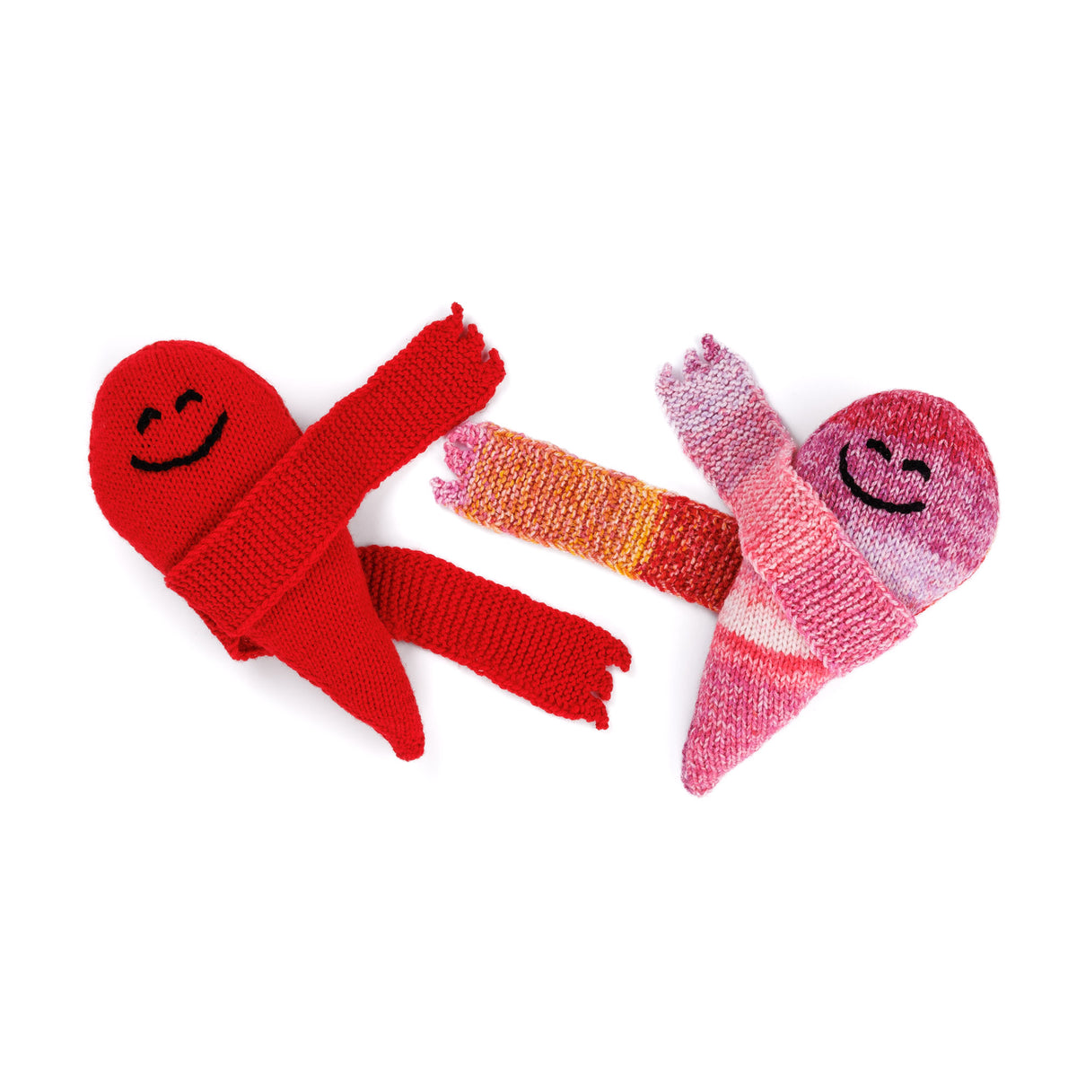Knit Pillow Pal-Entines made using Red Heart yarn
