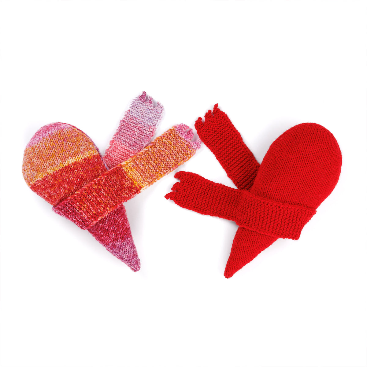 Knit Pillow Pal-Entines made using Red Heart yarn