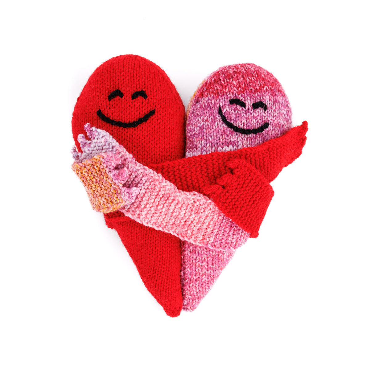 Knit Pillow Pal-Entines made using Red Heart yarn