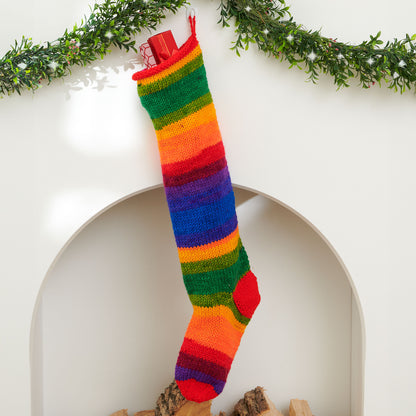 Red Heart Stripey Knit Stocking Knit Stocking made in Red Heart Super Saver Yarn