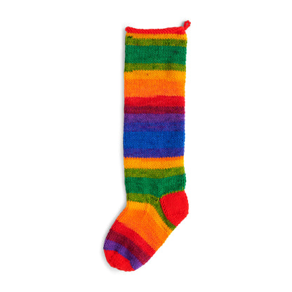 Red Heart Stripey Knit Stocking Knit Stocking made in Red Heart Super Saver Yarn