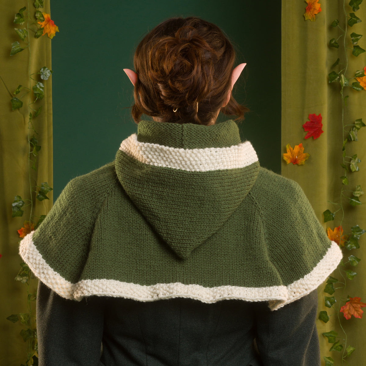Wandering Woods Knit Hood made using Red Heart yarn