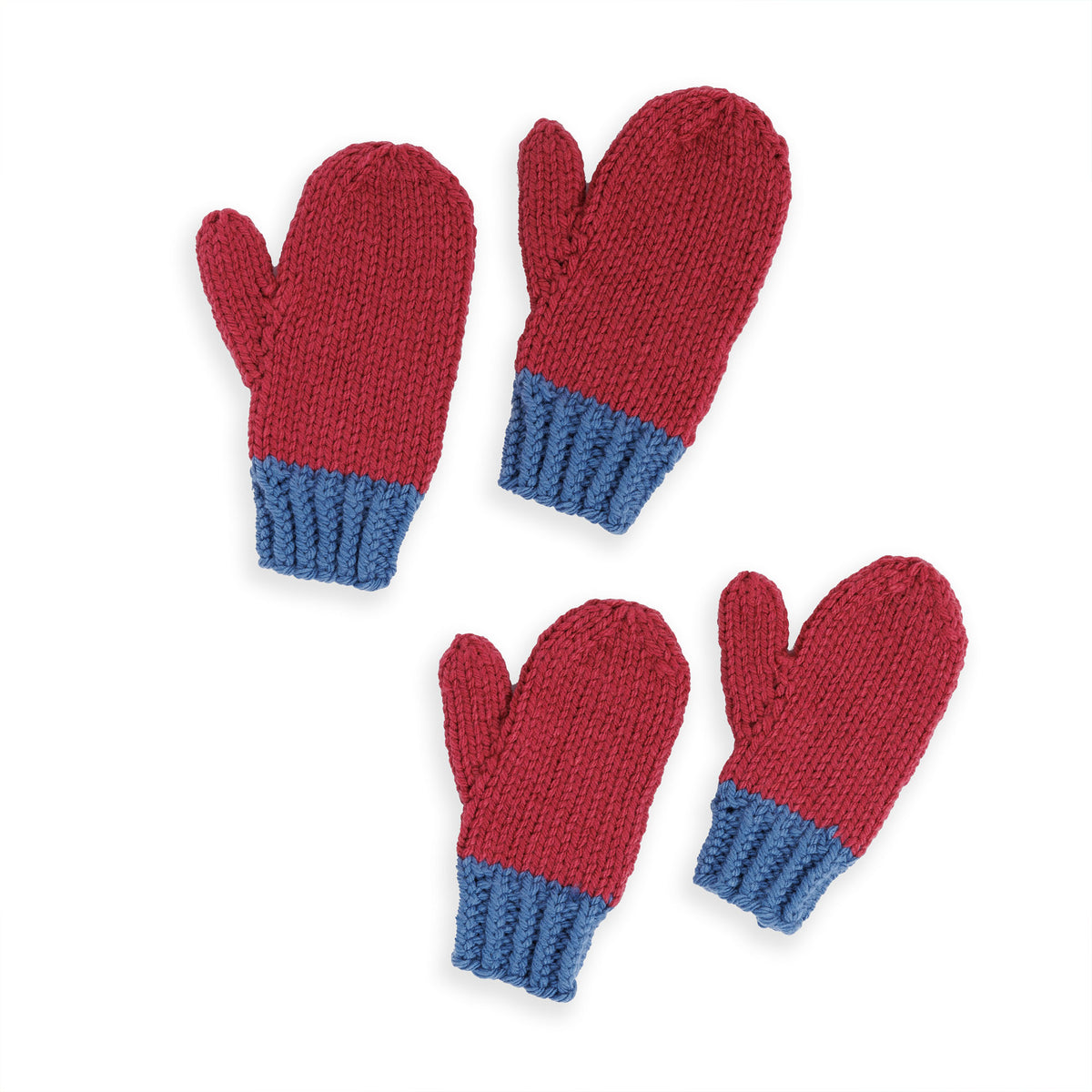 Knit Bold Mittens made using Red Heart yarn
