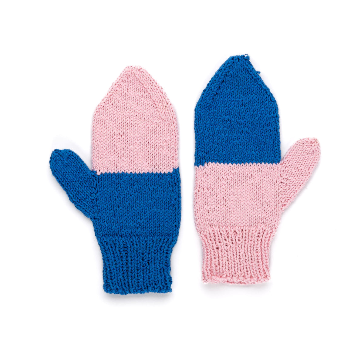 Even Odds Knit Mittens made using Red Heart yarn
